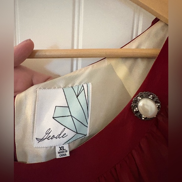 Modcloth Burgundy Midi Dress with Cap Sleeves & Snap-On Cape - Picture 7 of 7